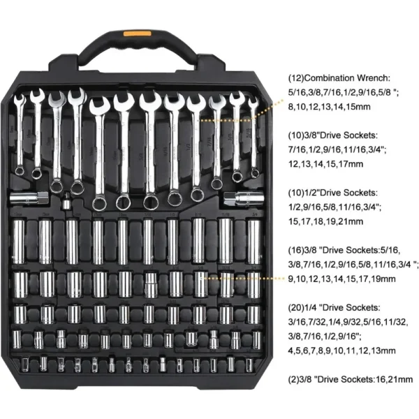 192 Piece Mechanics Tool Set Socket Wrench Set - Image 4