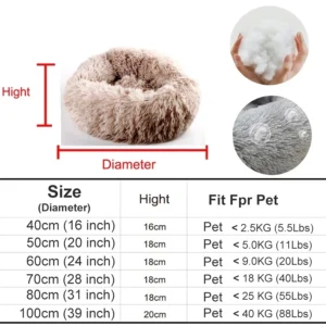 Dog Bed Donut Big Large Round Basket Plush Beds - Image 5