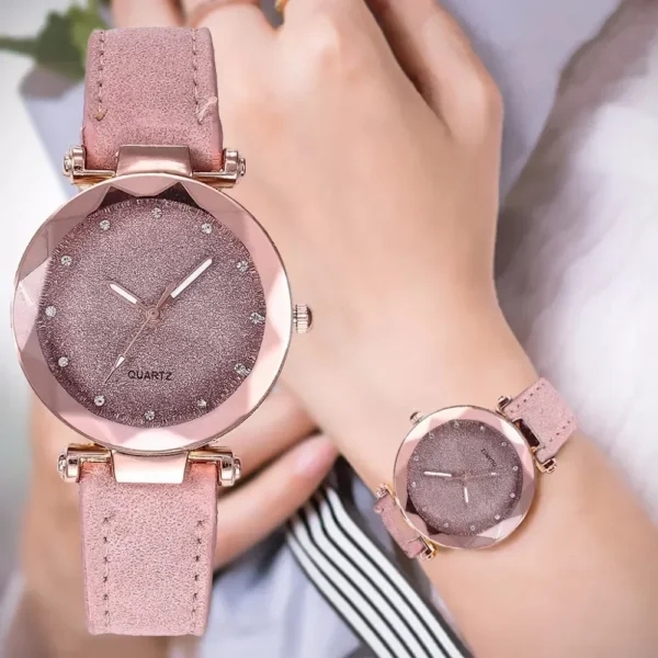 Women Pink Quartz Watch Female